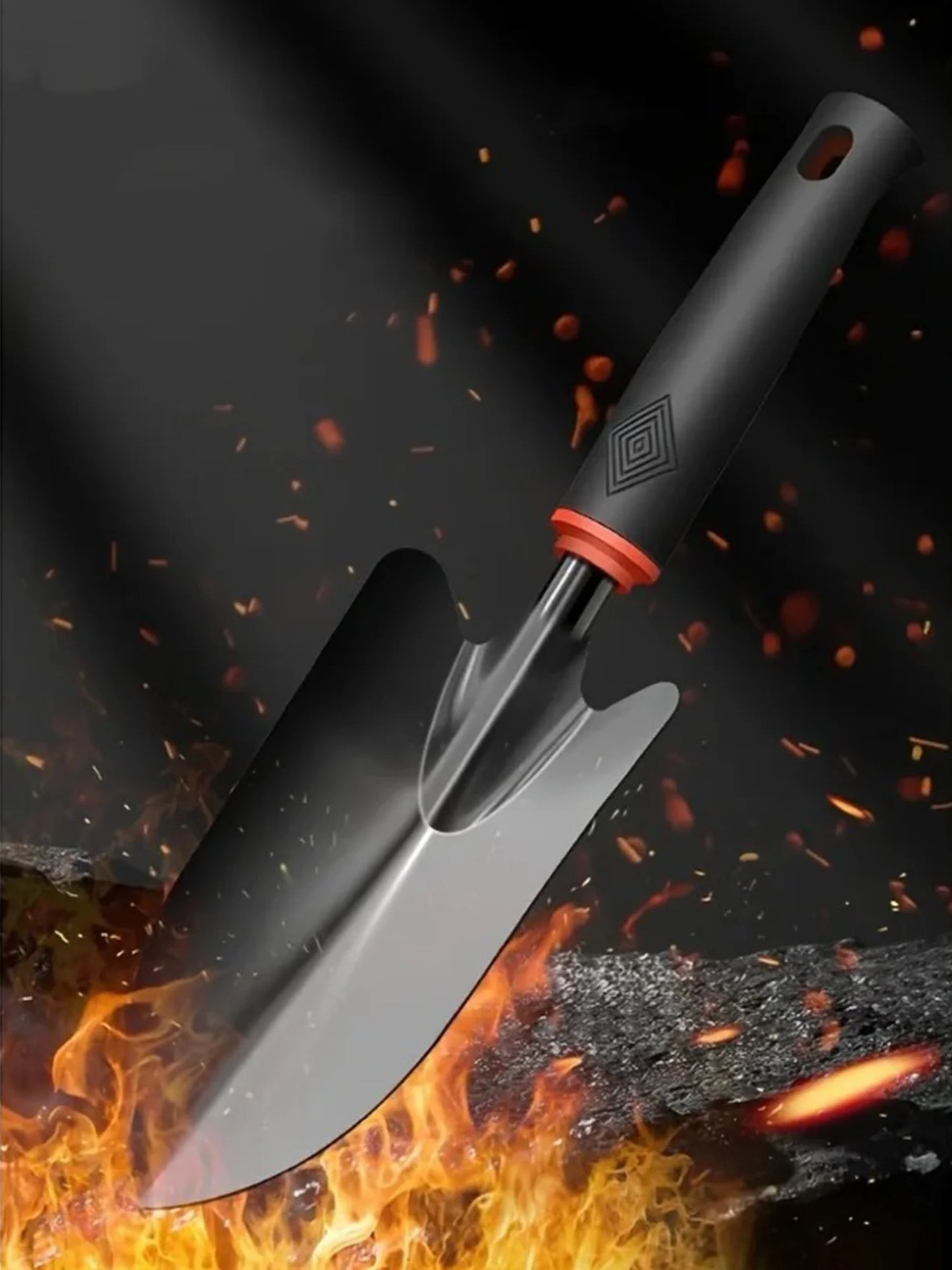 Metal Garden Trowel with Ergonomic Black Handle and Orange Trim - Perfect Tool for Planting Flowers and Vegetables