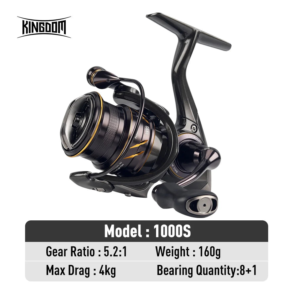 Kingdom Micro Fly Pro Fishing Spinning Reel 160g Ultralight 8+1BB 7KG Max Drag 5.2:1 Freshwater Saltwater Reel Bass Pike Fishing