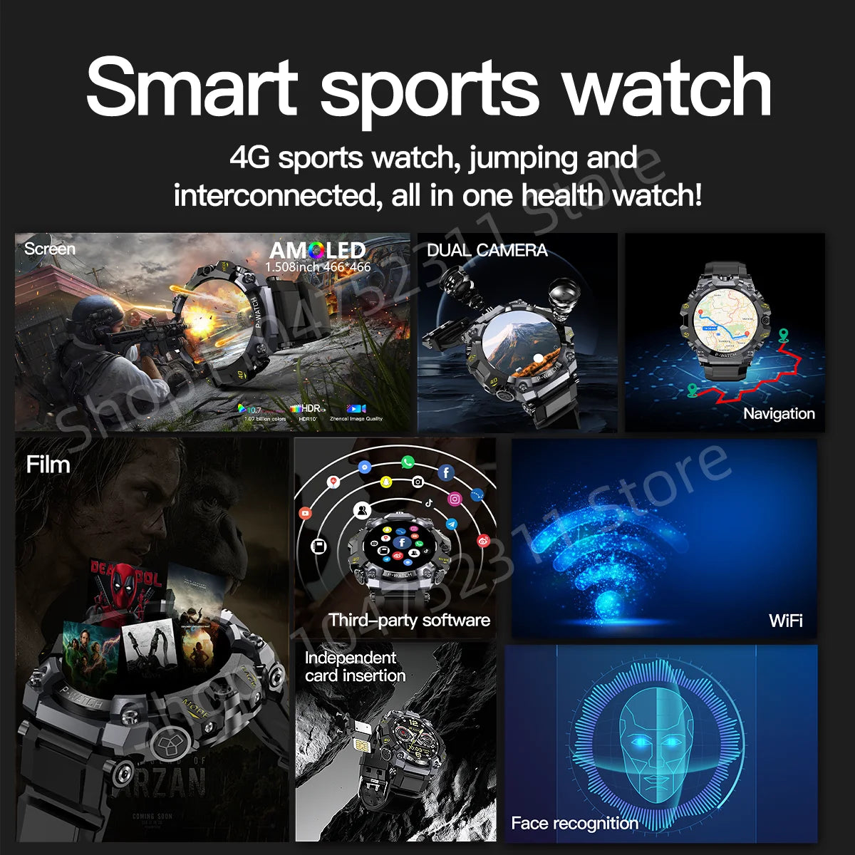 5g Full Netcom Smartwatch 1.508 inch Amoled HD Screen inset 4g/5g Sim Card GPS WIFI IP68 Waterproof Swimming  Sport Smart Watch