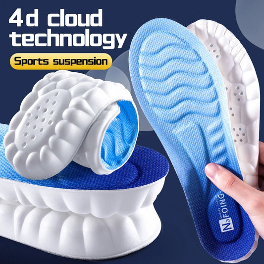 4D Cloud Sports Insoles – Shock Absorbing, Breathable PU Shoe Inserts