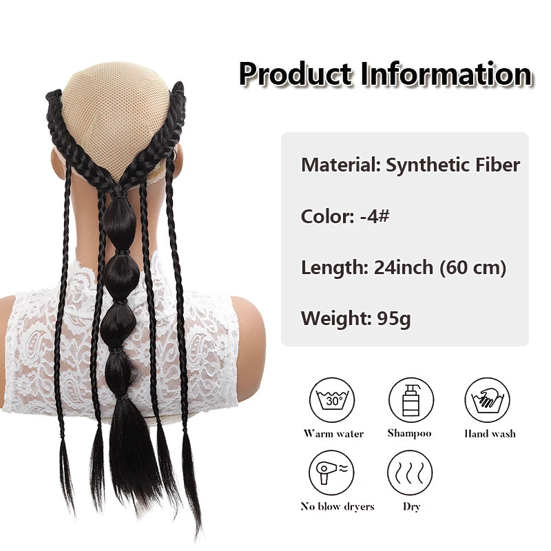 Elf Style Half Head Braided Hair Extensions with BB Clips, Synthetic Fiber Fake Hair for Women, Easy Back of Head Styling