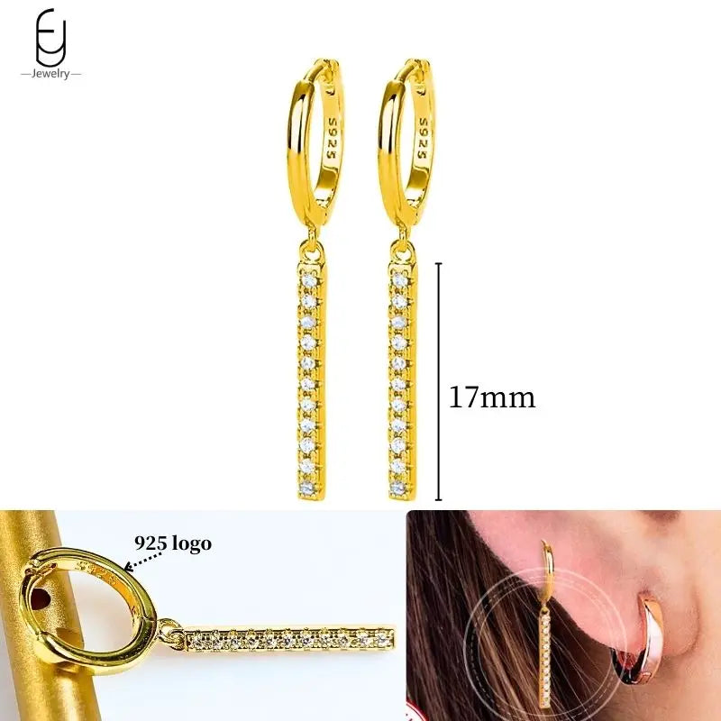 925 Sterling Silver Crystal Drop Earrings for Women - Heart & Flower Studs