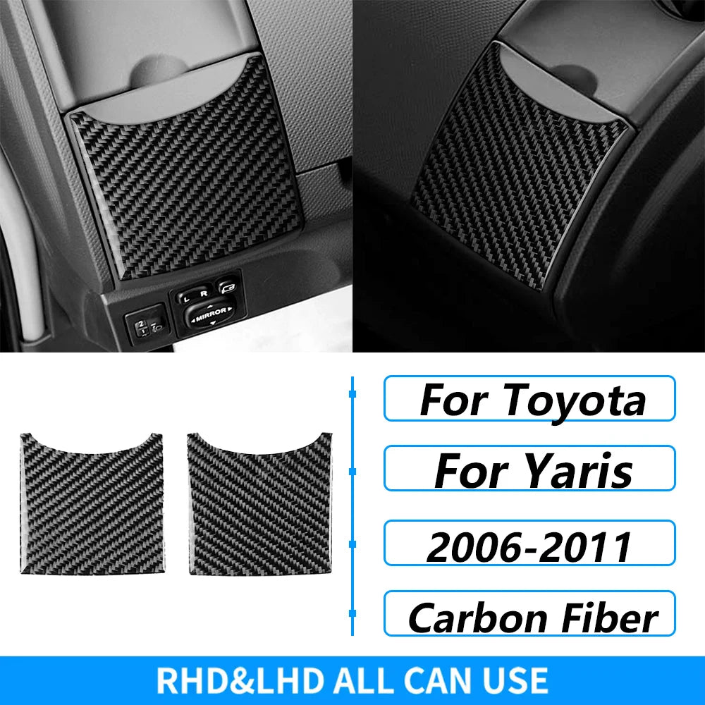 For Toyota Yaris 2006-2011 Carbon Fiber Central Control AC CD Air Outlet Gear Shift Panel Cover Trim Set Car Accessories Sticker