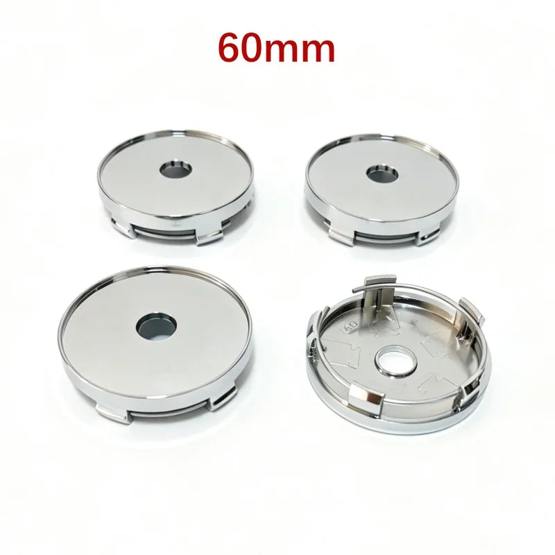 New 4pcs 68mm 65mm 60nmm 56mm 50mm 49mm 48mm Black Chrome Silver Blank Base Rim Cap For Car Modification Universal No Logo Hub C