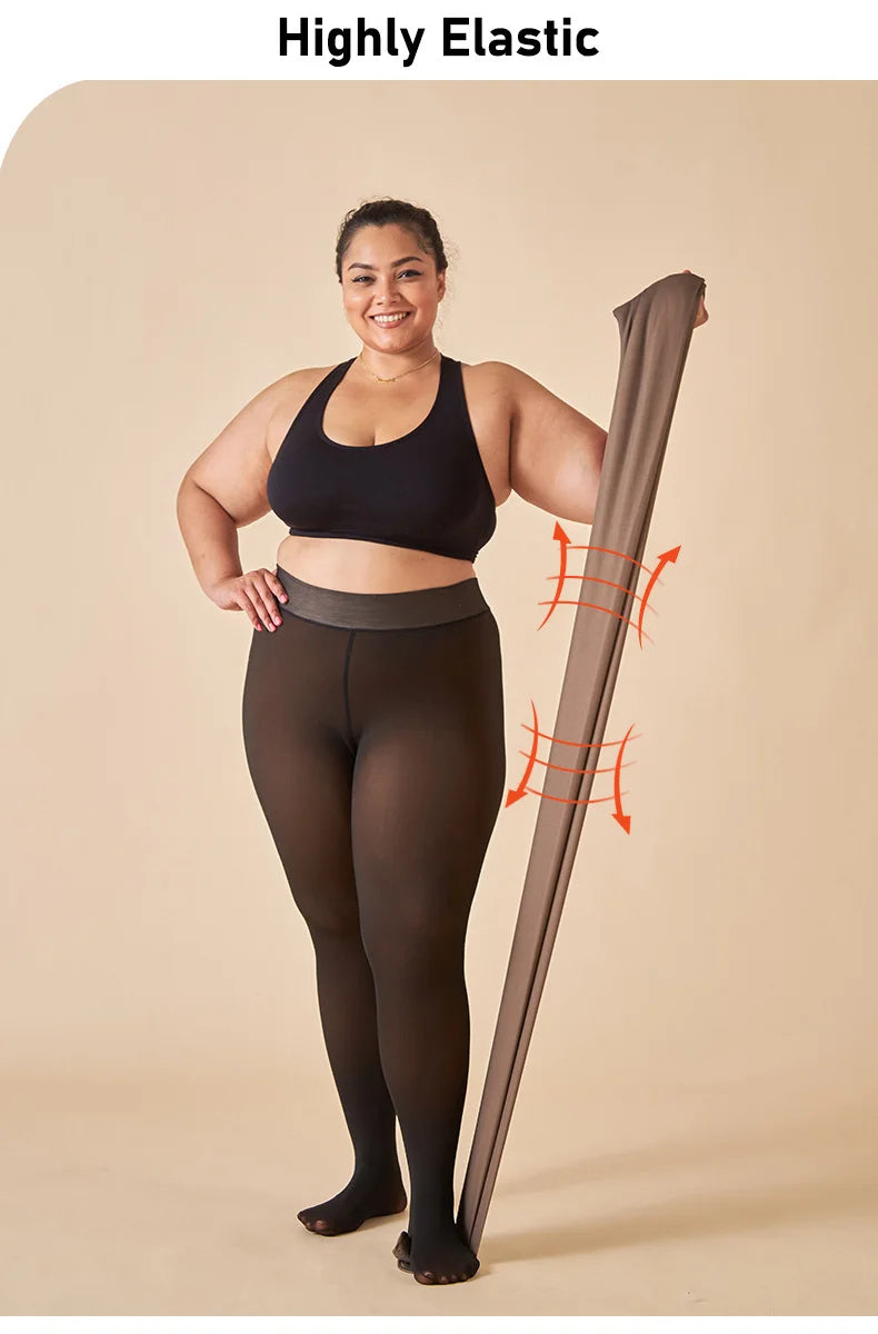 Women's Fleece-Lined Thermal Pantyhose, Sheer Look
