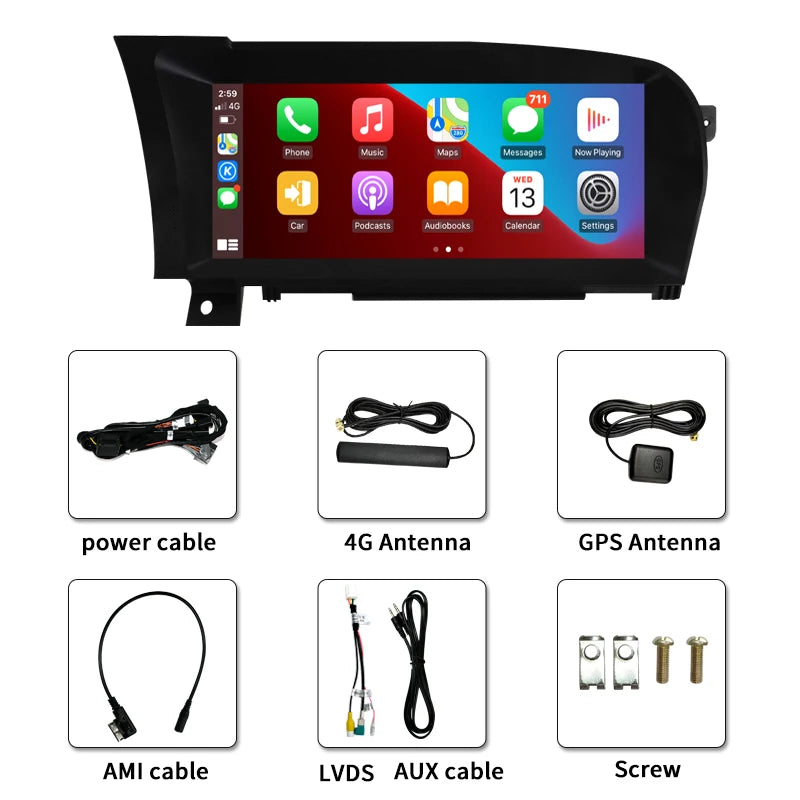 10.25" Wireless CarPlay & Android Auto Display Screen, Compatible with Mercedes-Benz S-Class W221 (NTG 3.0/3.5)