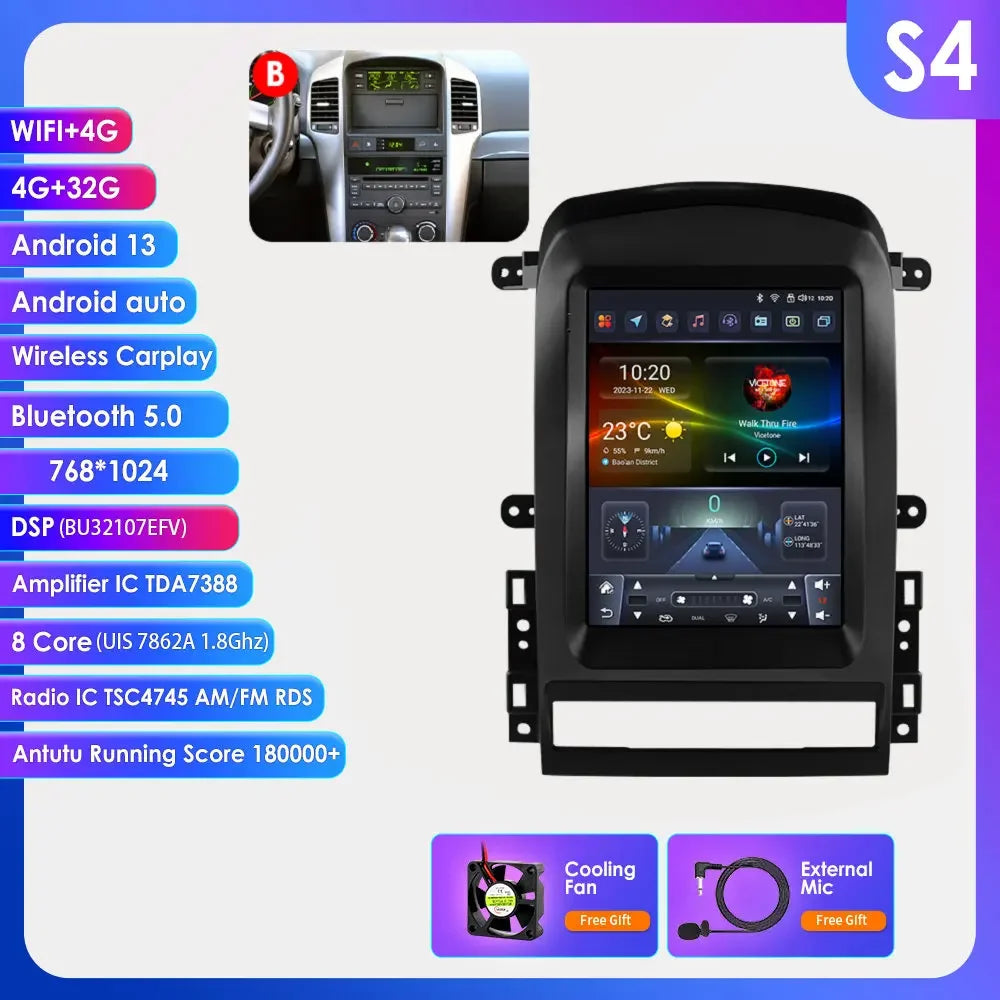 9.7"Android 14 Autoradio for Chevrolet Captiva 2006-2012 multimedia Video player GPS navi Stereo Audio 2din Carplay Touch Screen