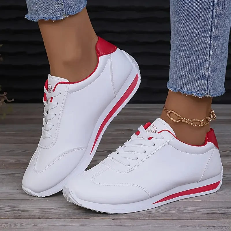 Vulcanized Running Sneakers for Women — Round-Toe Lace-Up Casual Campus Shoes