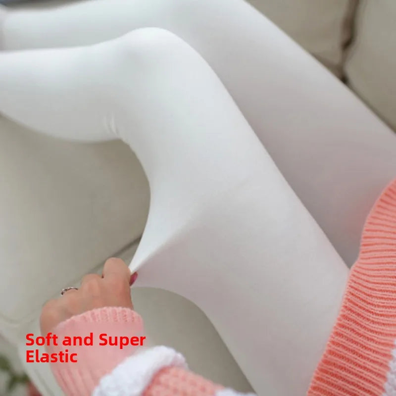 Women's Fleece Lined Footed Base Layer Tights - Skin Tone & Black - photo 3