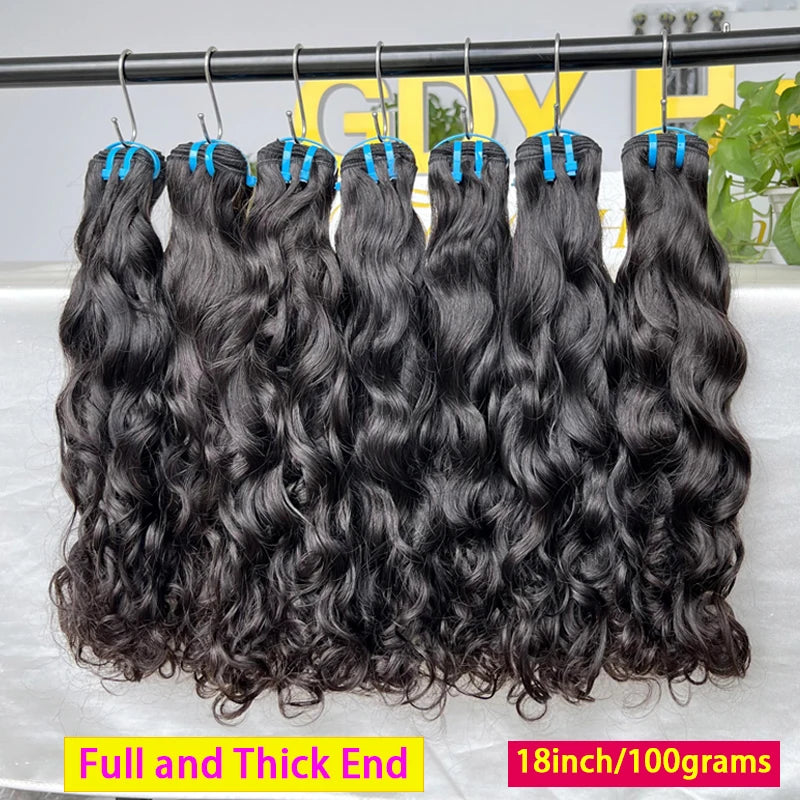 18A Water Wave Bundles 100% Human Hair Extensions Unprocessed Vietnamese Raw Hair Double Weft Natural Wave Hair Thick #1B Color