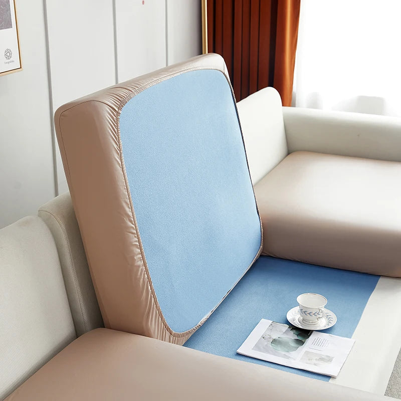 Stretch PU leather waterproof sofa cushion cover sofa seat slipcover backrest cover easy clean sofa protector for pets kids