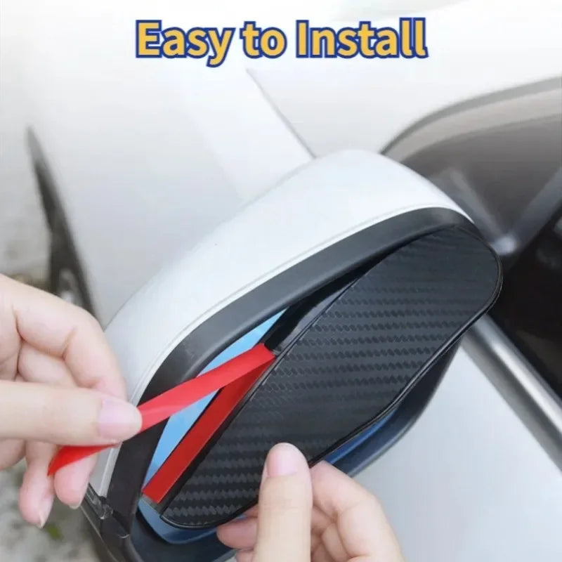 2PCS Universal Auto Rear View Mirror Rainy Shield Guard Car Rearview Mirror Rain Eyebrow Carbon Fiber Sun Visor Shade Cover