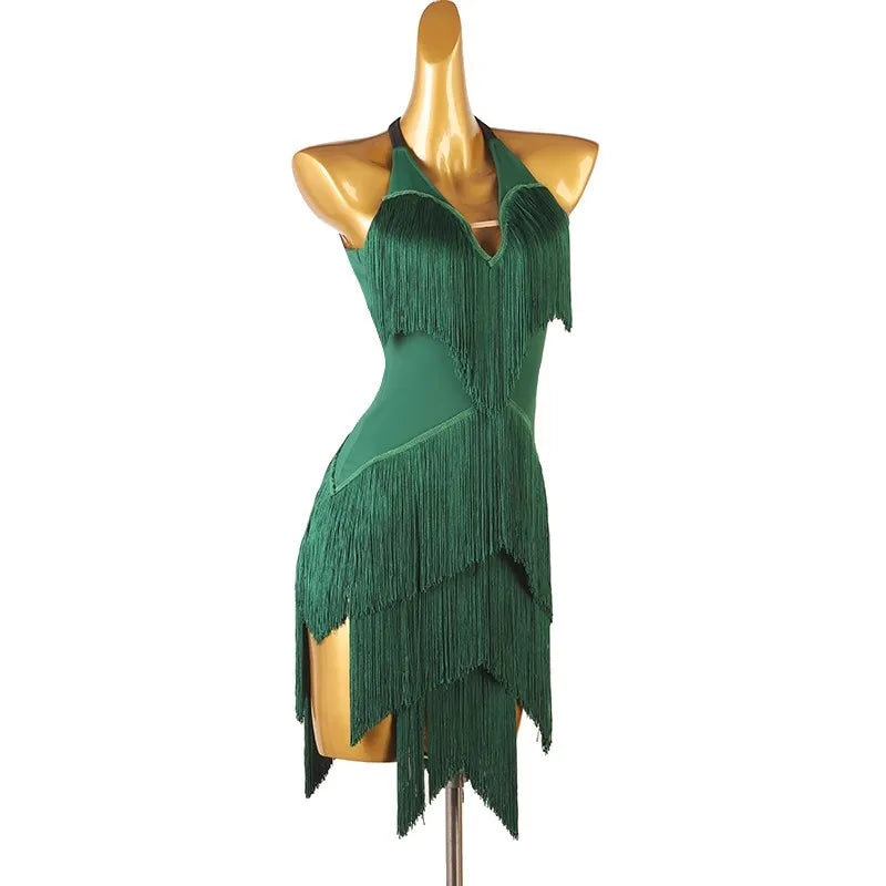 Women's tassel salsa Latin practice dress