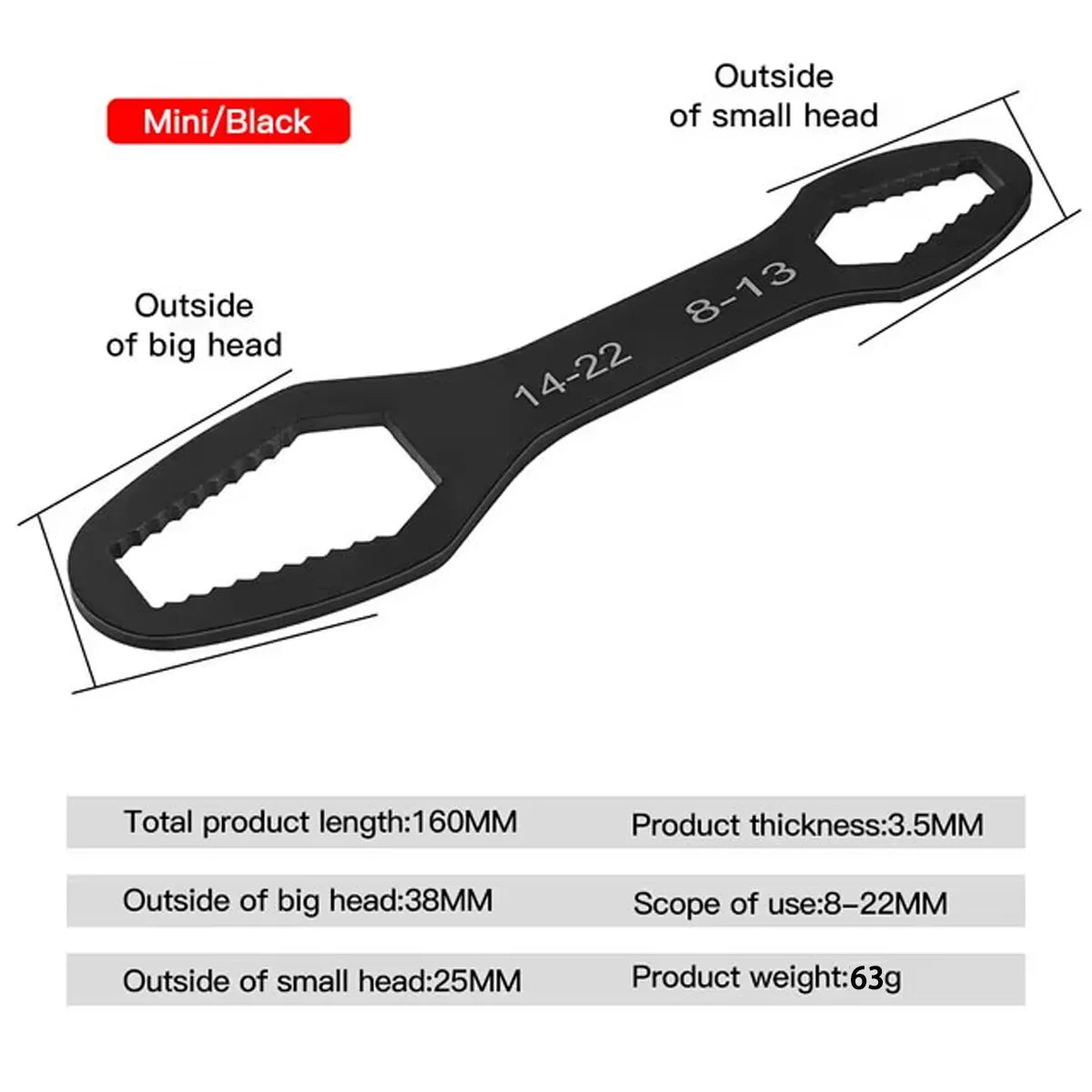 1pcs headed multifunctional universal wrench universal wrench self tightening drooping wrench repair tool for household mainten