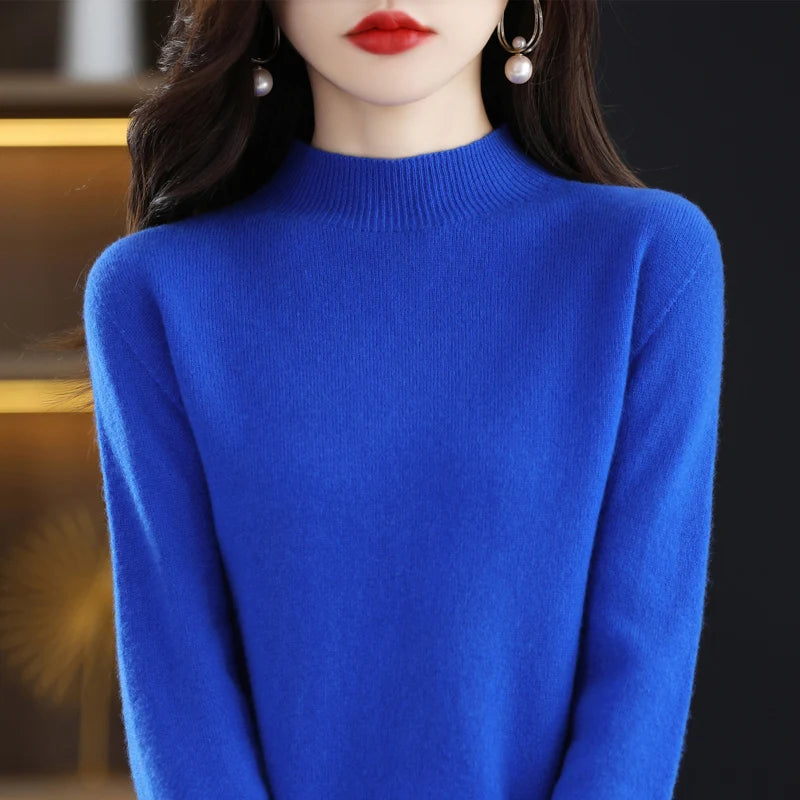 Women's Merino Wool Mock Neck Sweater