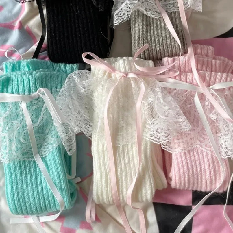 Women's Knit Leg Warmers with Bow - Stretch Ankle Boot Cuffs - photo 6