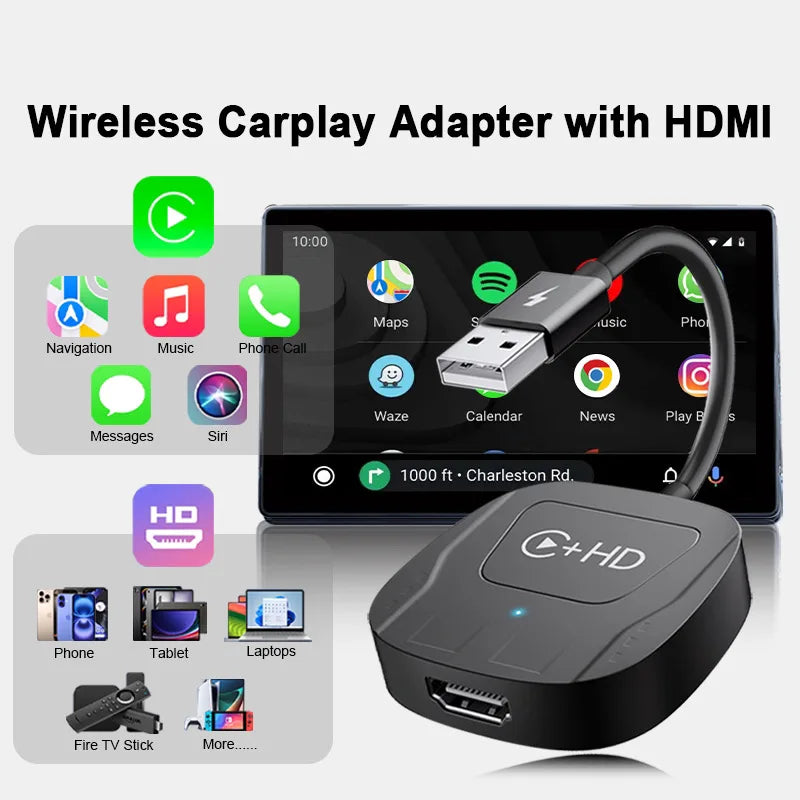 Wireless Video CarPlay Adapter — Streaming App Support for OEM Wired-CarPlay Cars