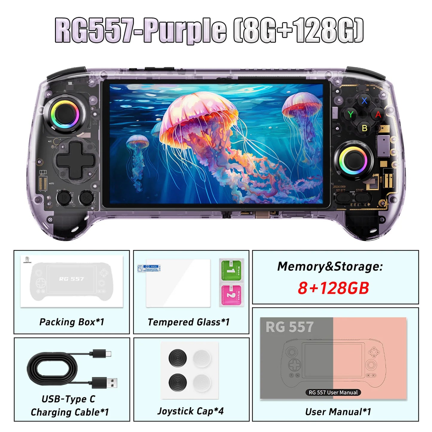 Anbernic RG557 Handheld Game Console 5.48'' AMOLED Android 14 5500mAH Bluetooth 5.3 Portable Video Game Player Dimensity 8300