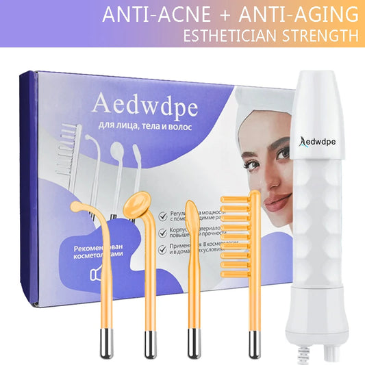 Portable high frequency device high Frequency Wand withFusion Neon-Argon Applicators Anti-AgingAnti-Acne guasha Hair Care