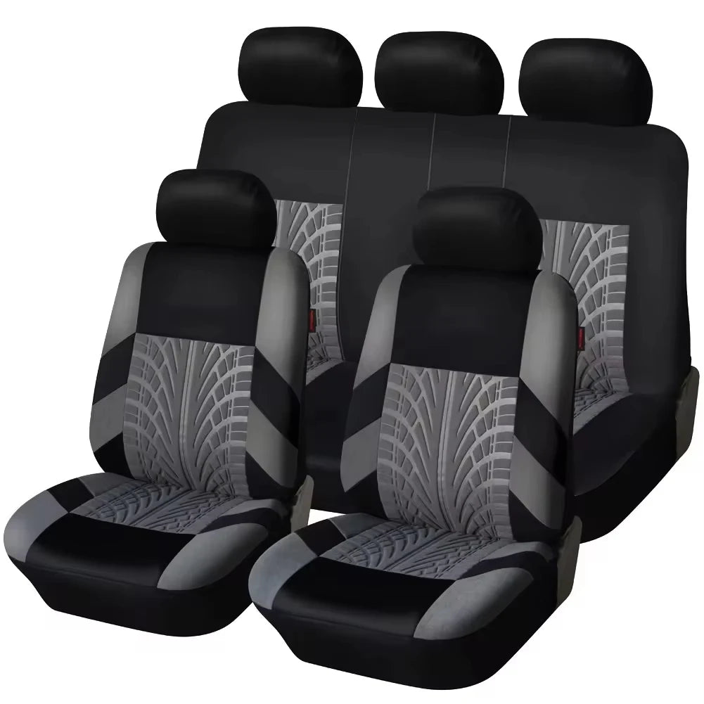 Universal Car Seat Covers 5 Pc Set with Tire Track Detail