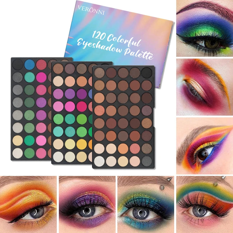 120 Colors 3-Layer Eyeshadow Palette, All-in-One Matte & Shimmer Makeup Kit, Long-Lasting Highly Pigmented Cosmetic Gift