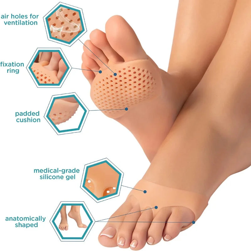 2PCS Silicone Gel Insoles Toe Separator Thumb Valgus Orthopaedic Foot Protector Bunion Adjuster Hallux Guard Feet Care Cushion