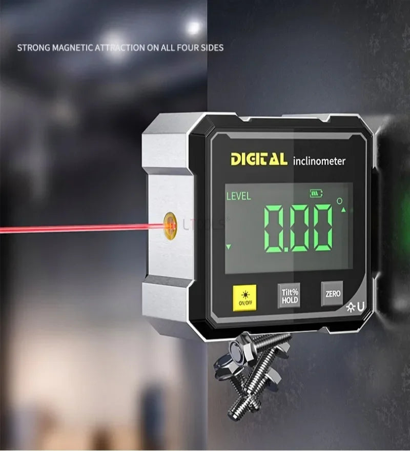 Pocket Digital Level Protractor Inclinometer Professional Digital Display Angle Gauge 360 Degree Magnetic Electronic Level Laser