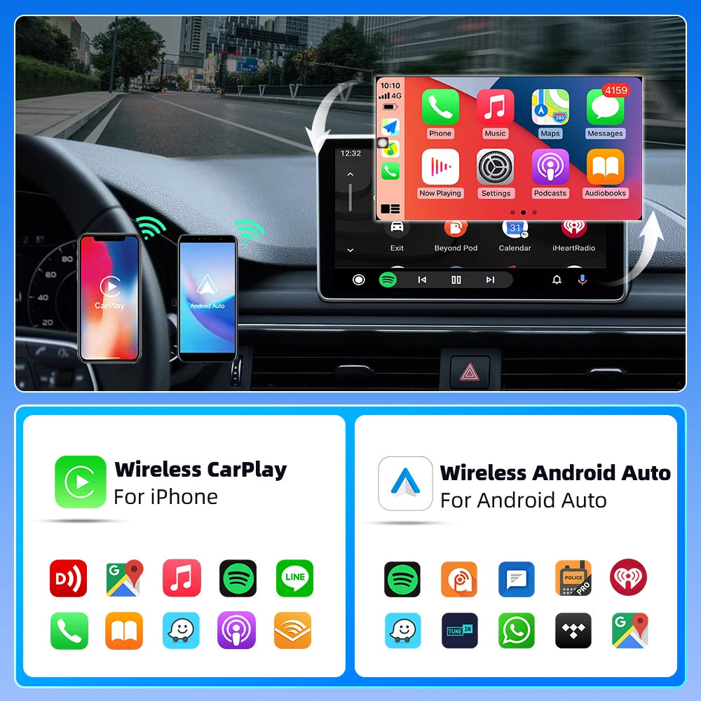 2-in-1 Wireless CarPlay & Android Auto AI Smart Box Adapter