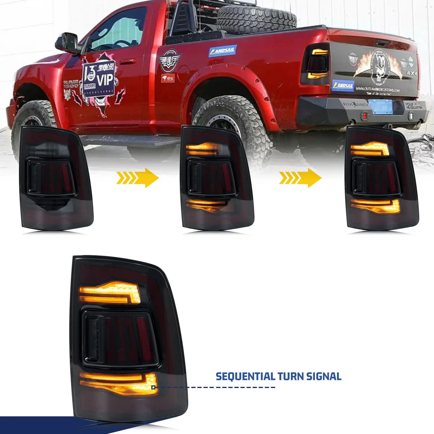 LED Sequential Tail Lights for Dodge Ram 1500/2500/3500 (2009-2018) - Black