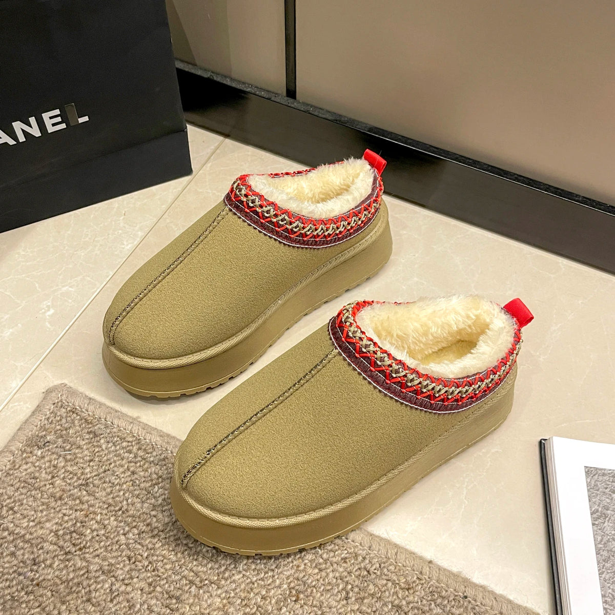 Women's Short Plush Snow Boots, Slip-On