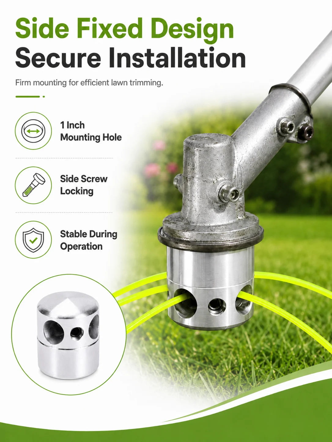 1Pc Aluminum Alloy Trimmer Head, Cylindrical Grass Cutter Head, 1in Hole, Steel Wire Ropes, Lawn Mower Garden Tool