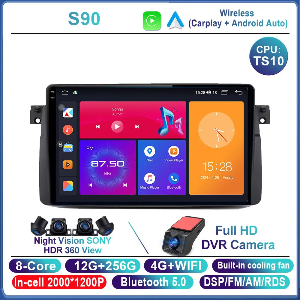 Android 16 Car Radio For BMW E46 M3 X5 1998-2006 Multimedia Video Player GPS 4G Carplay Auto Stereo RDS DSP DVD Head Unit WIFI