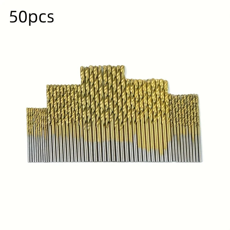50/99pcs Titanium Coated High Speed Steel Drill Bit Set Hex Shaft Straight Spiral Twist Bits for Metal Wood Plastic Drilling