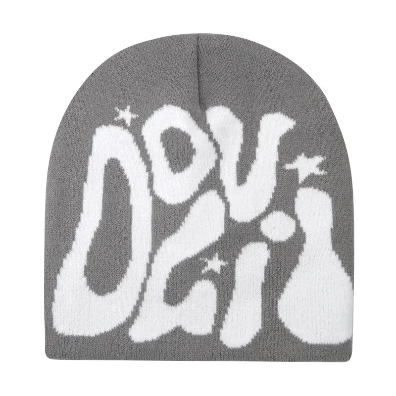 Y2K Letter Knit Beanie, Warm Ski Hat
