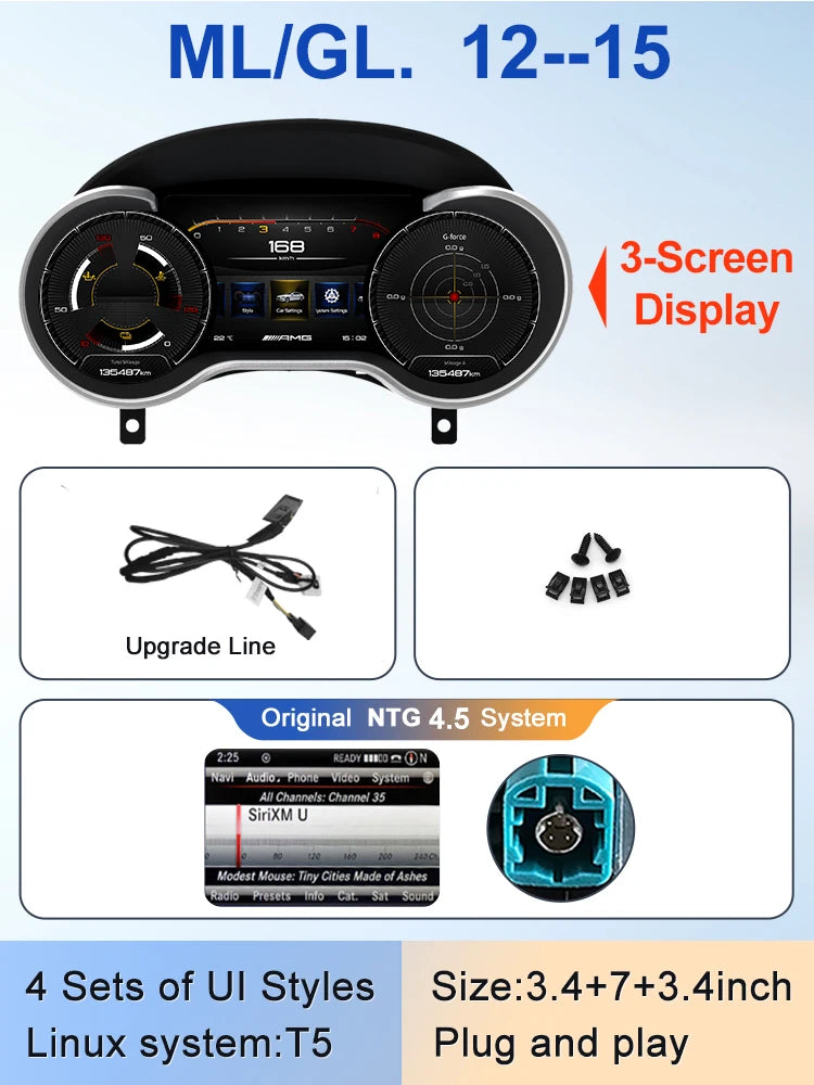 STWEI 2024 New Lcd Digital Dashboard Cluster Digital Speedometer For Mercedes Benz A Class W176 GLA CLA  C117 GLC W205 W212 W207