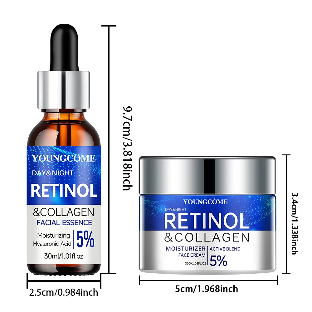 YOUNGCOME Retinol Cream & Serum Combo Set – Locks In Moisture, Repairs Skin, Smooths Wrinkles & Increases Elasticity | Anti-Aging Face Care for Women