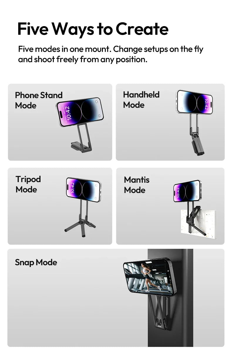 Ulanzi MA38 Magnetic Phone Stand For iPhone 16 15 14 Handheld Tripod Snap Mode Hidden Hook Slope Wall Mountable