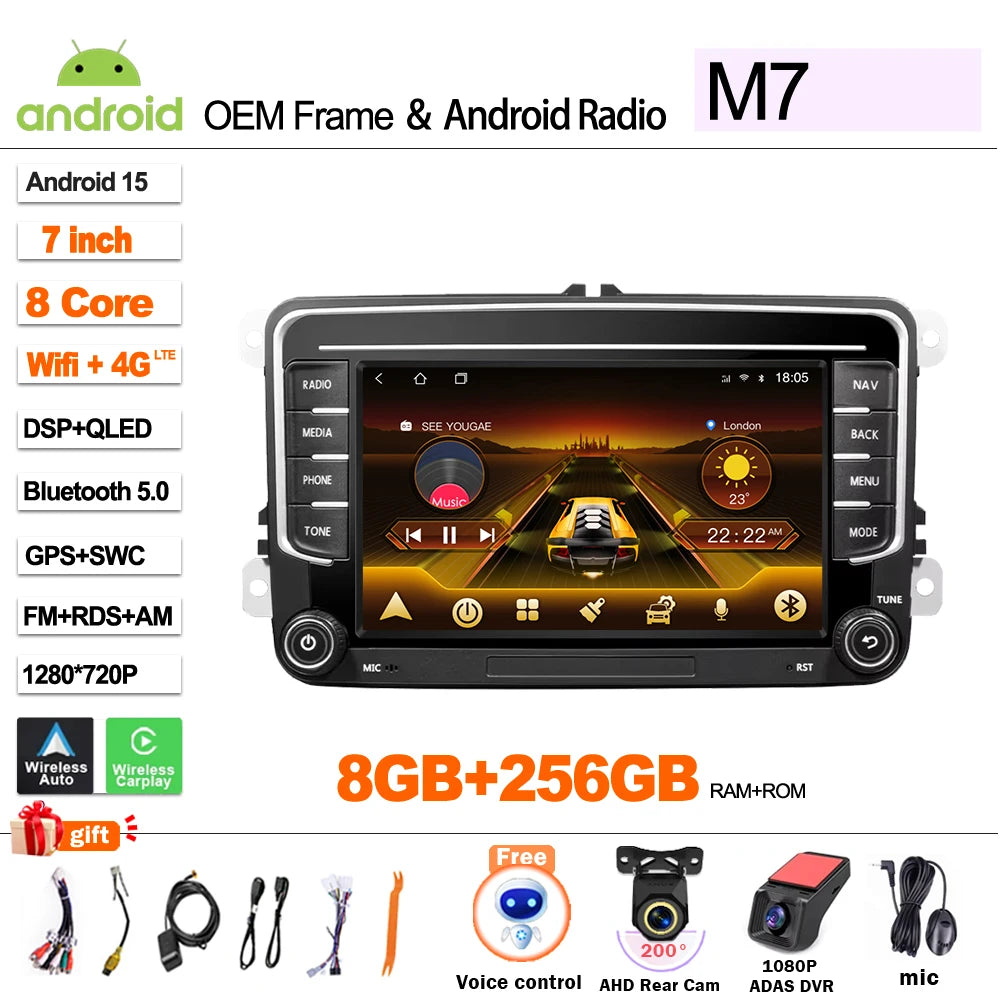Car Stereo with Apple CarPlay & Android Auto, Compatible with VW CC, Passat B7, Polo, Golf 5 6 & Jetta