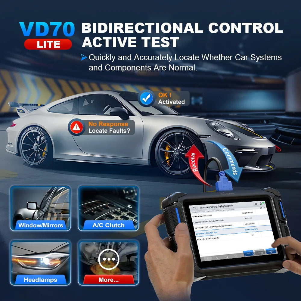 Lifetime Free Update VDIAGTOOL VD70Lite Automotive Scanner AII Systems Car Diagnostic 31 Reset FCA Bidirectional OBD2 Scanner