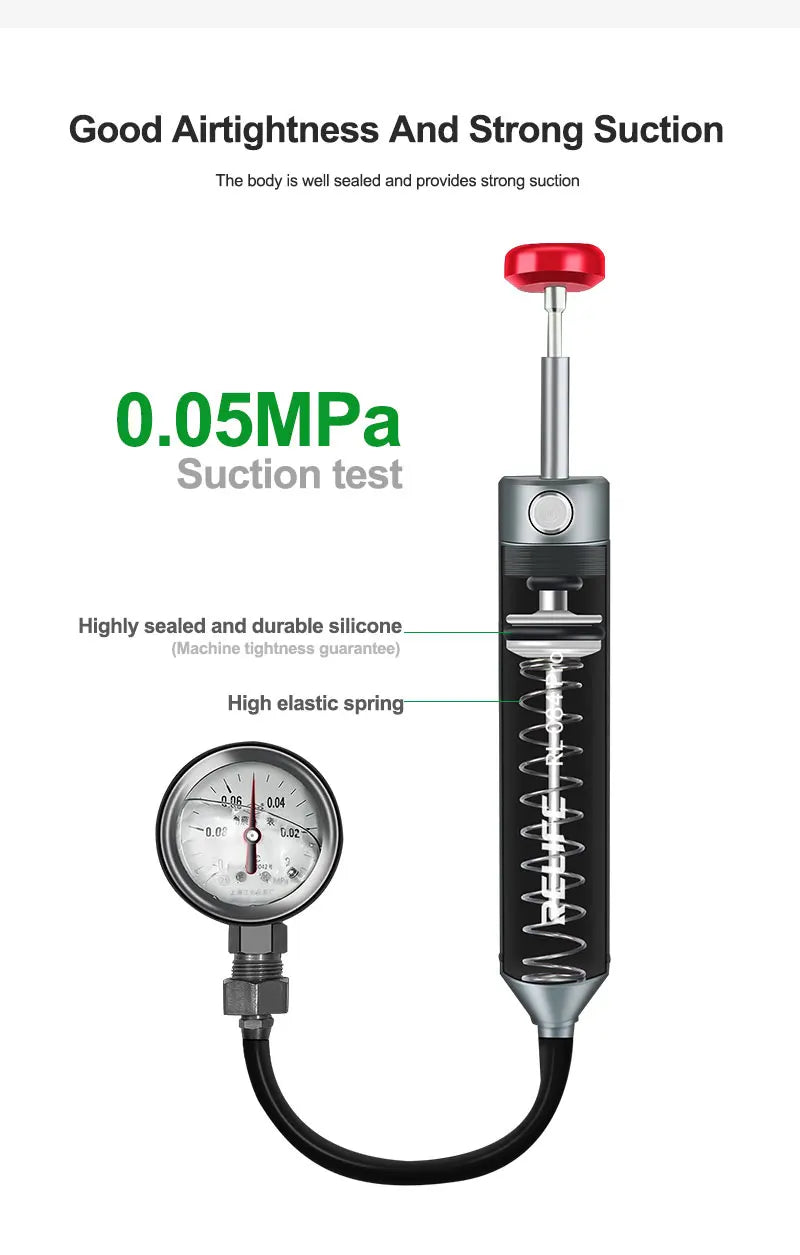 RELIFE RL-084 Pro Strong Suction Aluminum Alloy Desoldering Sucker Powerful Vacuum Suction for PCB Soldering Removal & Repair