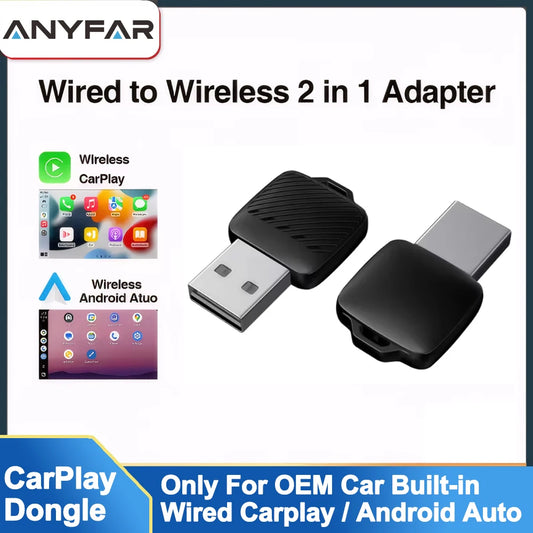 AI Smart Box Wireless CarPlay Dongle & Android Auto Adapter — for Wired-CarPlay Cars