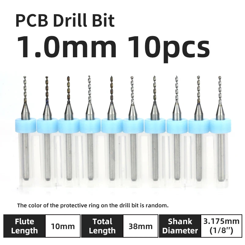 TOOLEYE 10pcs PCB Drill Bit Set Micro Drills Printed Circuit Board 1/8" Shank Mini CNC Drill Bits 0.1-3.175mm Drilling Tools