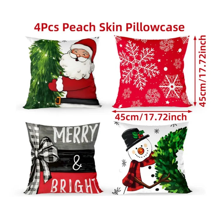 4pcs Merry Christmas Cushion Cover Home Decorations 2026 Christmas Ornament Pillow Case Xmas Navidad Gifts New Year Gifts 2026