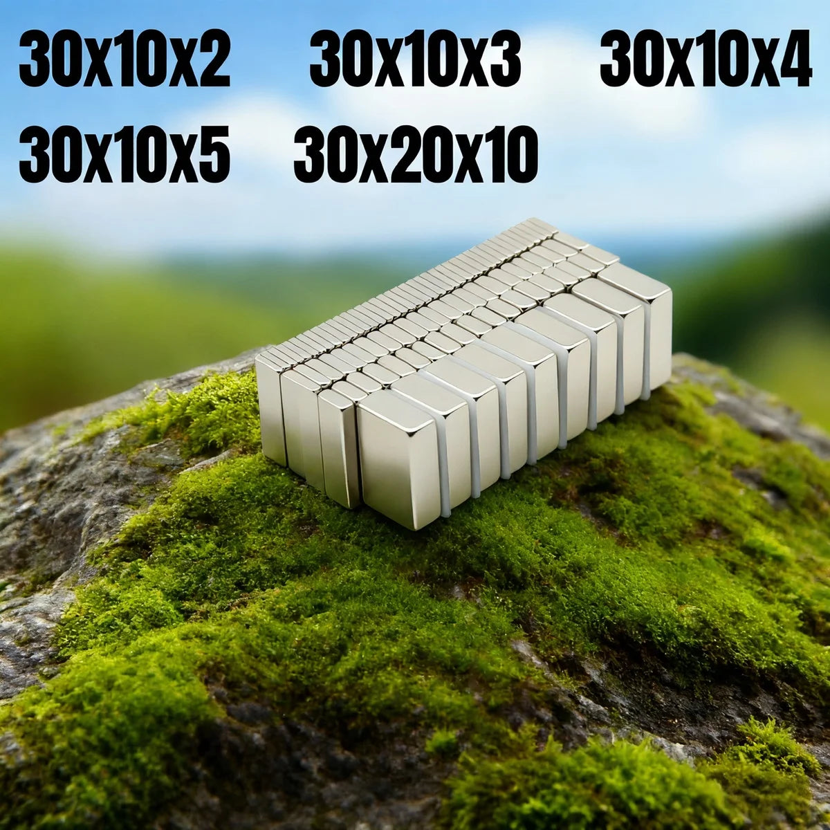 Neodymium Block Magnets N35 30x10x3mm, Strong Permanent Set