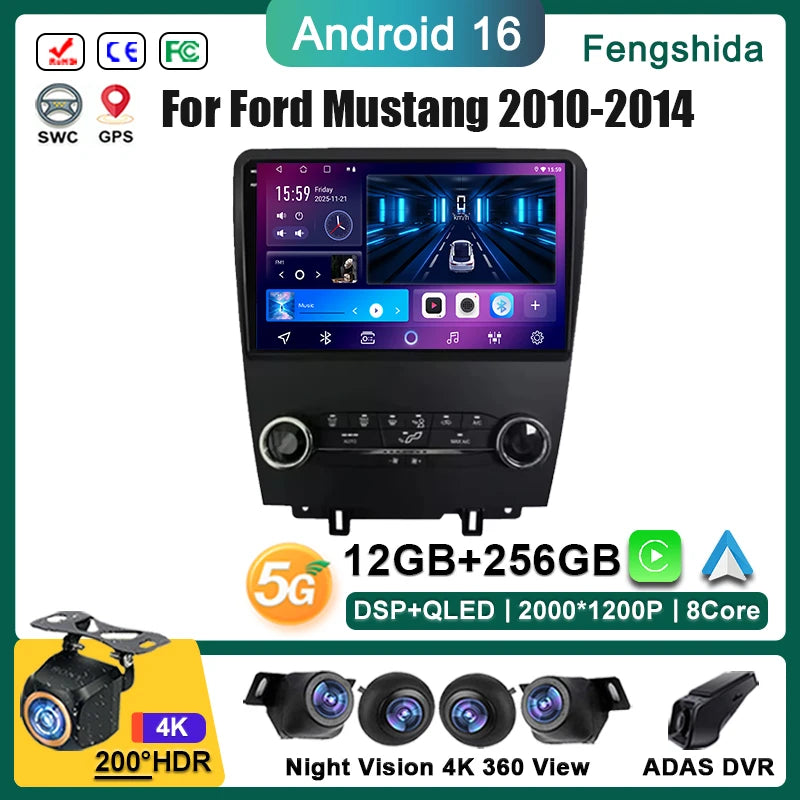 Car Stereo with Apple CarPlay & Android Auto, Compatible with Ford Mustang (2010-2014)