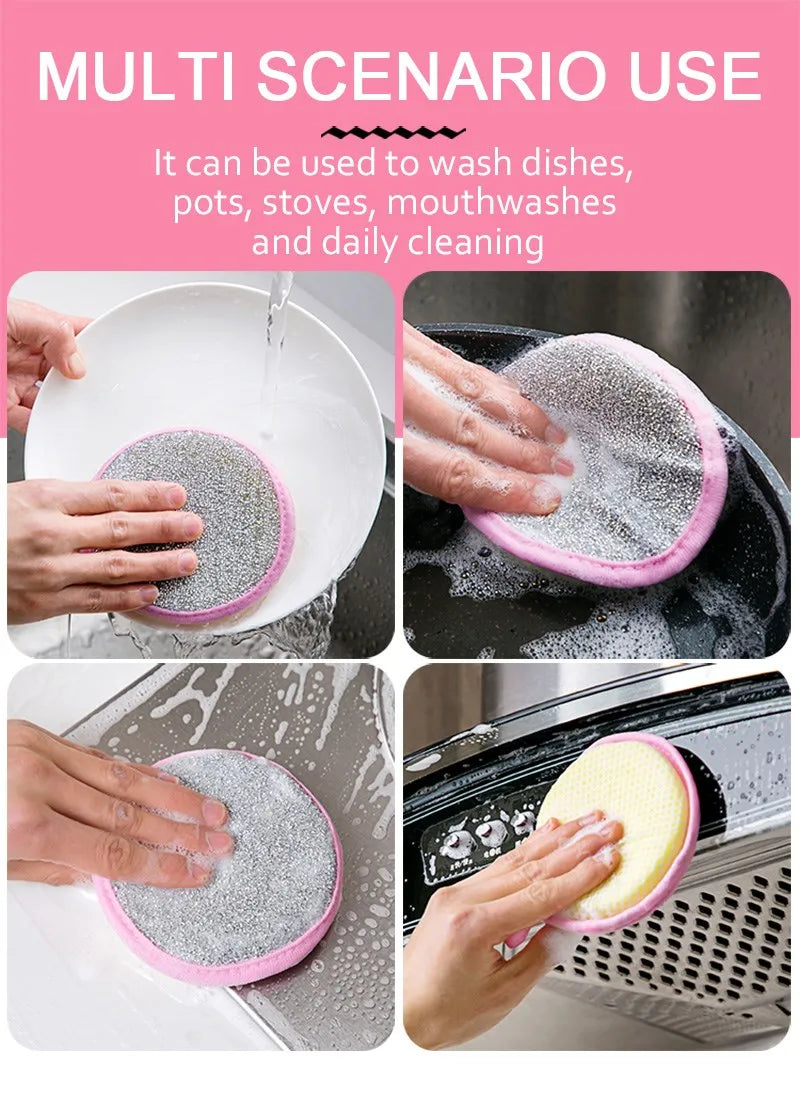 Kitchen Double-Sided Dishwashing Sponge Reusable Brushing Pots Wipes Pans Cleaning Cloth Home Grease Removal Dishwashing Cloth