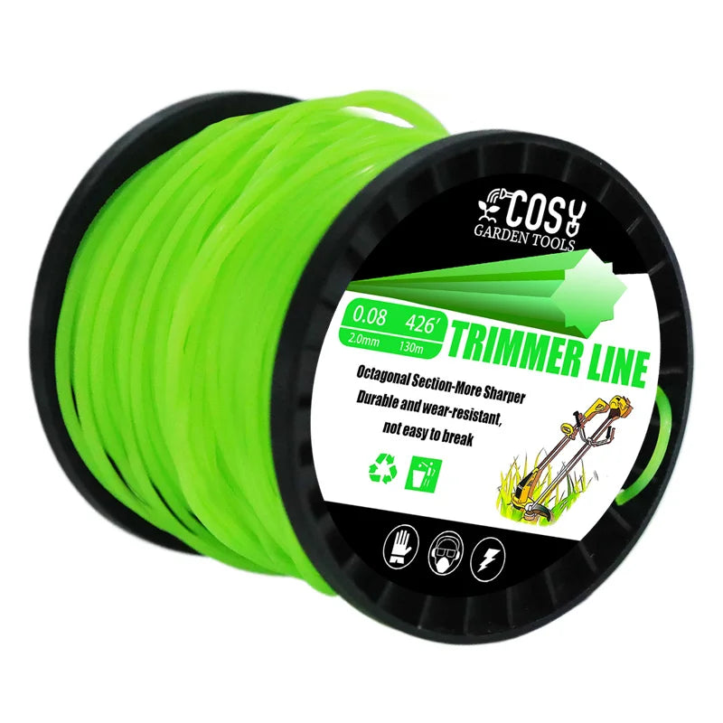 2.4mm130m Nylon Octagonal shape Mowing Trimmer Line Trimmer Head String for Grass Trimmer Roll Grass Rope Line Brushcutter Wires