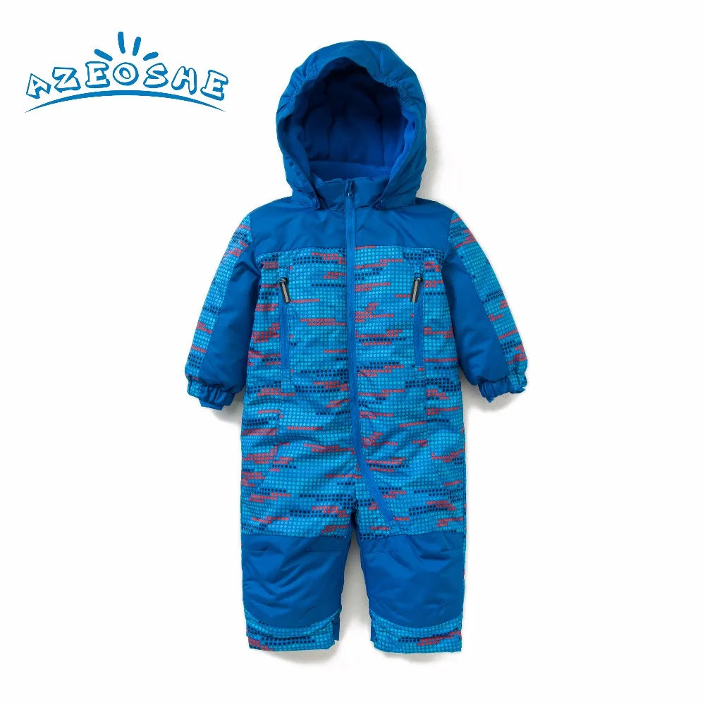 Baby Polka Dot Snowsuit Romper - Windproof Winter Jumpsuit, 0-3 Years - photo 2