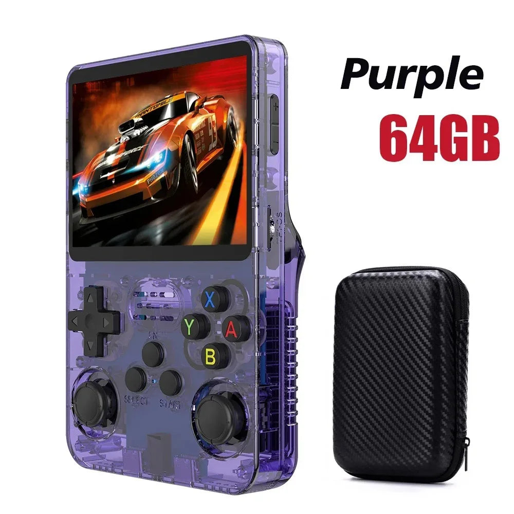 64GB/128GB Open Source R36S Video Game Console Linux System 3.5 Inch IPS Screen Orange Portable Pocket Video Player With bag