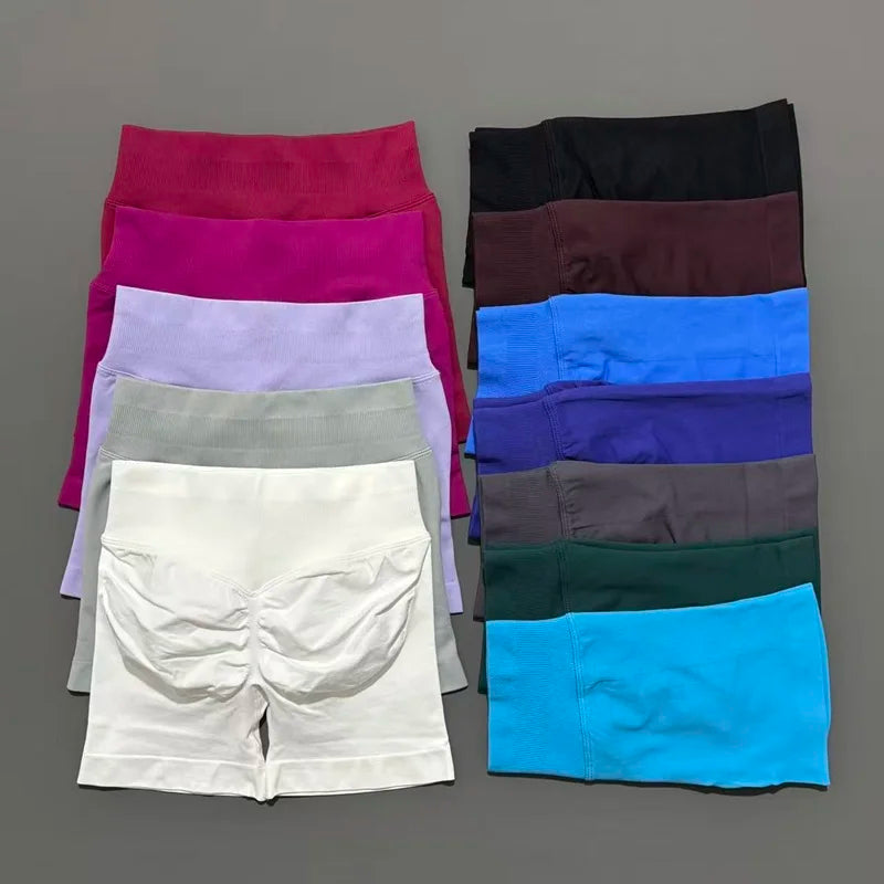 HISTELLO Impact Shorts 4.5" Women Yoga Shorts Seamless Low Waist Scrunch Bum Gym Leggings Workout Stretch Fitness Sports Shorts